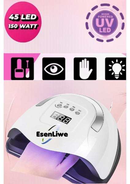 X15 Plus 150W 45 LED Kalıcı Oje ve Protez Tırnak Jel Kurutucu LED Lamba