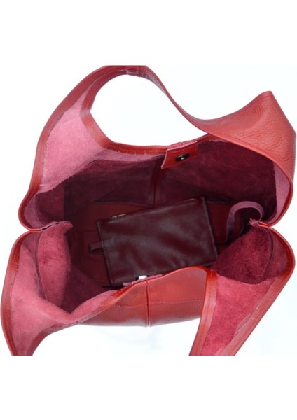 Randy Hakiki Deri Kırmızı Omuz Çantası modelleri