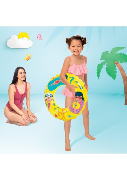 Çocuk Yüzme Simidi - Intex - Şeffaf Desenli - Sarı - 61CM (59242) fiyatları