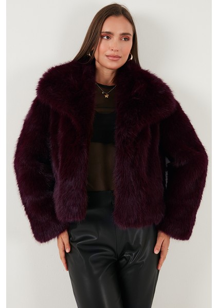 Oversize Fit Gömlek Yaka Cepli Astarlı Kürk Mont Bayan Kürk 497BERRY fırsatları