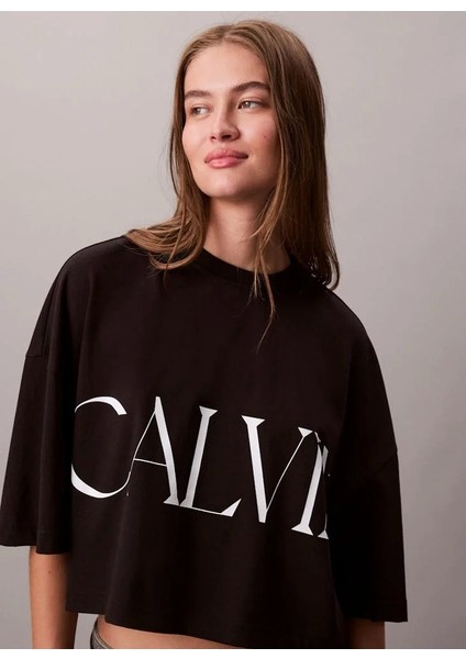 Calvin Klein Kısa Grafik Baskılı Kısa Kollu Kadın Siyah T-Shirt LV047D206G-UB1 modelleri