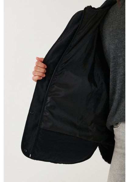 Comfort Fit Kapüşonlu Yumuşak Dokulu Mont Bayan Mont 497HOLLY