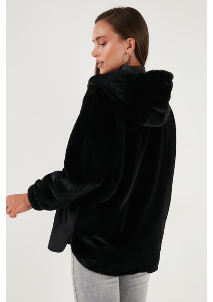 Comfort Fit Kapüşonlu Yumuşak Dokulu Mont Bayan Mont 497HOLLY