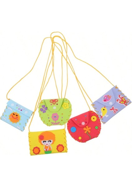 5 Parça Karikatür Kendin Yap Çapraz Askılı Çanta Seti - Çocuk Motor Becerisi Geliştirici.