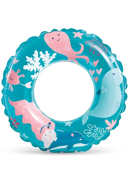 Çocuk Yüzme Simidi - Intex - Şeffaf Desenli - Turkuaz - 61CM (59242)