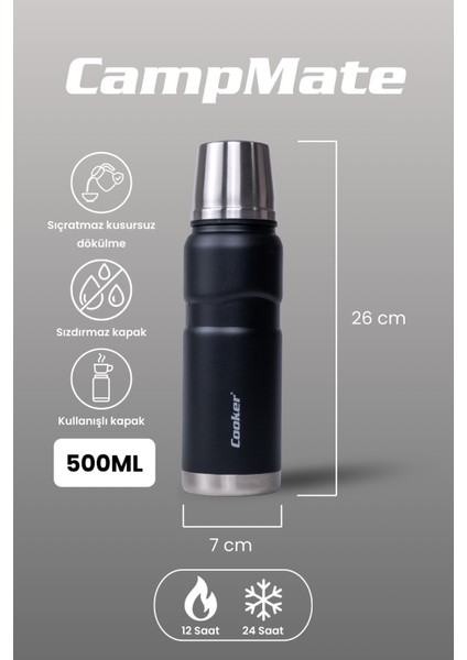 500 ml Çift Kat Sızdırmaz Paslanmaz Çelik Termos – 12 Saat Sıcak, 24 Saat Soğuk Koruma fiyatları