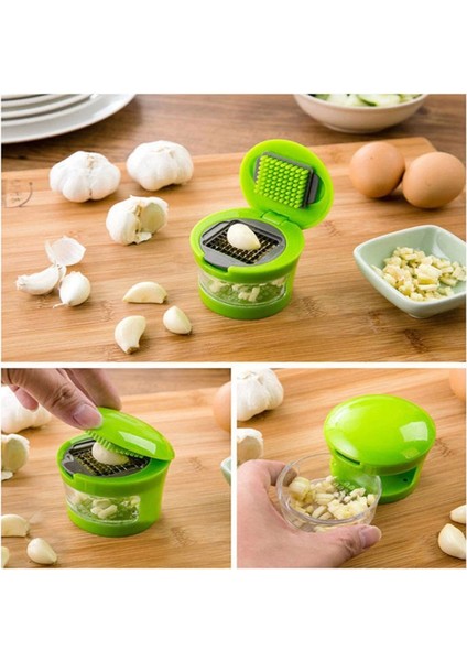 2 Farklı Bıçaklı Hazneli Kapaklı Pratik Sarımsak Soğan Rendesi