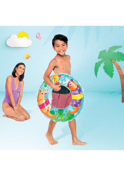 Çocuk Yüzme Simidi - Intex - Şeffaf Desenli - Gök Mavisi - 61CM (59242) fiyatları