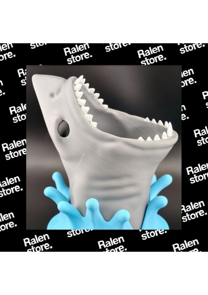 Köpek Balığı Ağız Temalı Kalemlik | 12CM | Gri ( Yüksek Kalite 3D Baskı Pla )