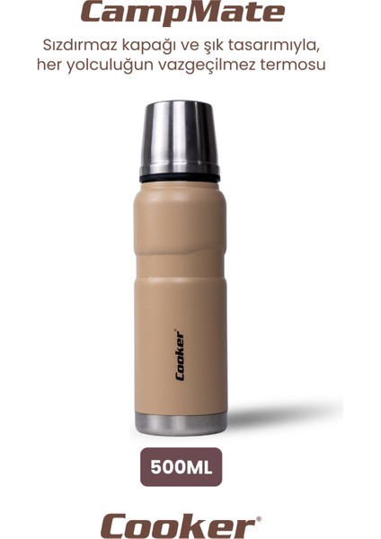 500 ml Çift Kat Sızdırmaz Paslanmaz Çelik Termos – 12 Saat Sıcak, 24 Saat Soğuk Koruma