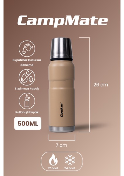 500 ml Çift Kat Sızdırmaz Paslanmaz Çelik Termos – 12 Saat Sıcak, 24 Saat Soğuk Koruma fiyatları