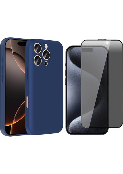 iPhone 14 Pro Kılıf Kamera Korumalı Kartlık Hazneli Zore Vitra Kapak + Hayalet Ekran Koruyucu