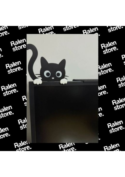 Kara Kedi Monitör Çerçeve Aksesuarı | 10CM | Siyah-Beyaz ( Yüksek Kalite 3D Baskı Pla ) fiyatları