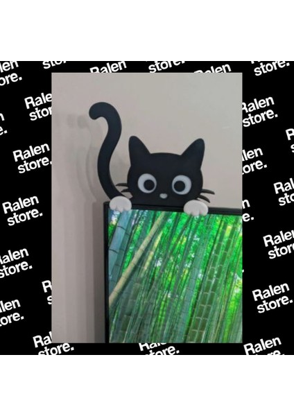 Kara Kedi Monitör Çerçeve Aksesuarı | 10CM | Siyah-Beyaz ( Yüksek Kalite 3D Baskı Pla ) indirimleri
