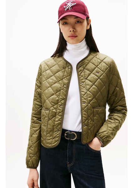 Hafif Dolgulu Normal Kesim Kapitone Kadın Yeşil Ceket WW0WW47290MSH fiyatları