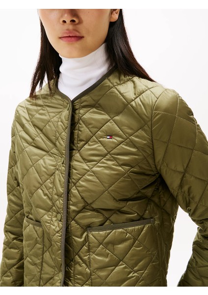 Hafif Dolgulu Normal Kesim Kapitone Kadın Yeşil Ceket WW0WW47290MSH fırsatları