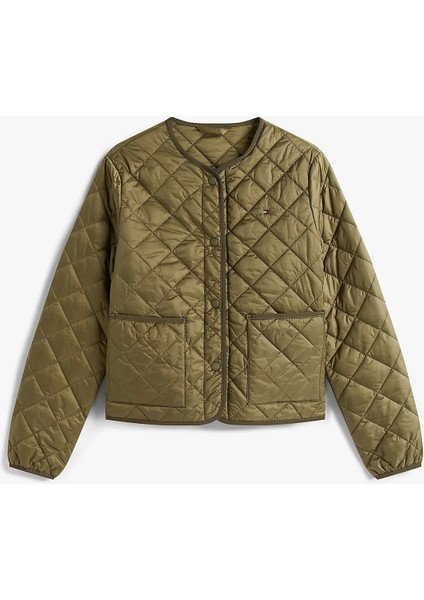 Hafif Dolgulu Normal Kesim Kapitone Kadın Yeşil Ceket WW0WW47290MSH indirimleri