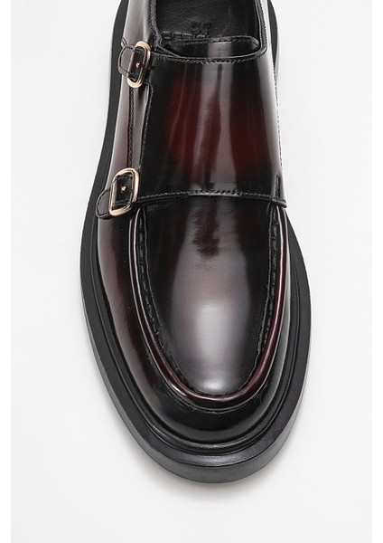 Erkek Kemerli Loafer Ayakkabı Gerçek Deri T575 Bordo fiyatları