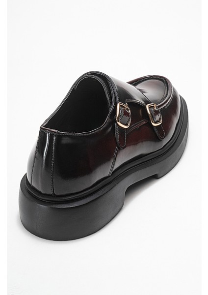 Erkek Kemerli Loafer Ayakkabı Gerçek Deri T575 Bordo fırsatları
