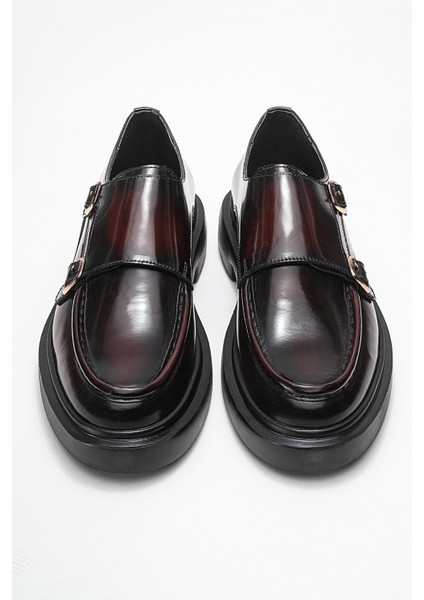 Erkek Kemerli Loafer Ayakkabı Gerçek Deri T575 Bordo indirimleri