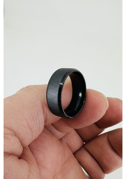 Kişiye Özel Isim Yazılı Köşeli 8mm Mat Fırçalanmış Düz Unisex Çelik Yüzük Alyans CL48Y fırsatları