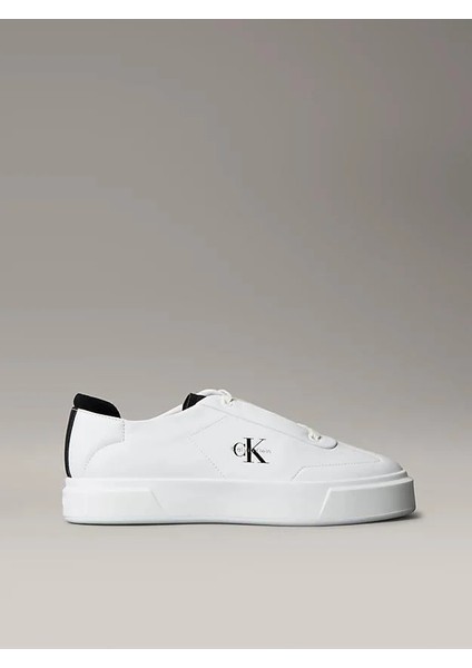 Basketbol Stili Düz Tabanlı Bağcıklı Deri-Süet Erkek Siyah Sneaker YM0YM01354-0GM