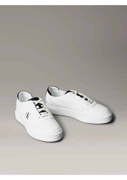 Basketbol Stili Düz Tabanlı Bağcıklı Deri-Süet Erkek Siyah Sneaker YM0YM01354-0GM fiyatları