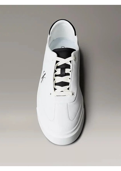 Basketbol Stili Düz Tabanlı Bağcıklı Deri-Süet Erkek Siyah Sneaker YM0YM01354-0GM indirimleri