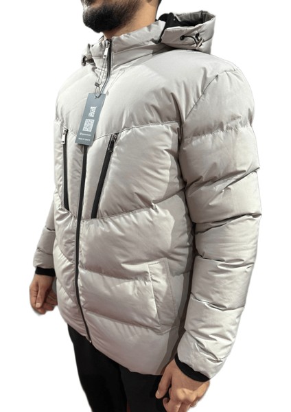 Kışlık Polarlı Fermuarlı Mont Krem