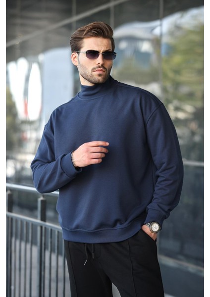 Lacivert Yarım Balıkçı Yaka Erkek Basic Sweatshirt E7158 fiyatları