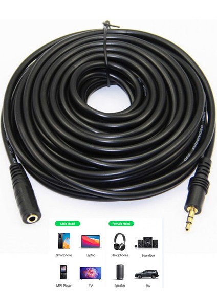 3.5mm Stereo Dişi Erkek Aux Kulaklık Uzatma Kablosu 15M fırsatları