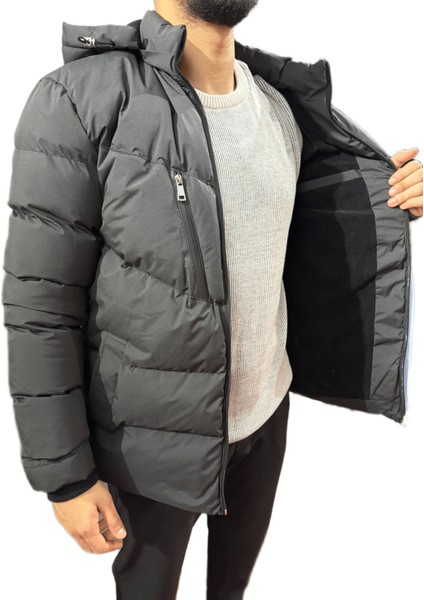 Kışlık Polarlı Fermuarlı Mont Gri fırsatları