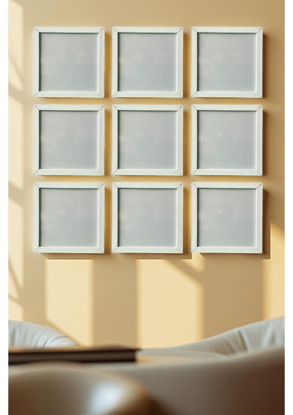 9 Adet Siyah Çerçeve Seti – 20X20 cm Kare Duvar Dekoru ve Fotoğraf Çerçevesi modelleri