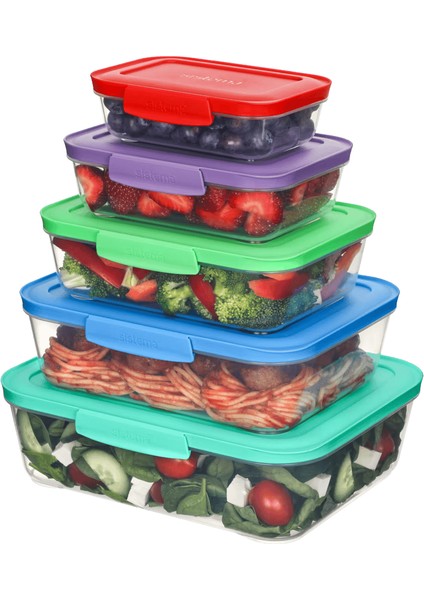 Nest It™ 5’li Saklama Kabı Seti – 330ML, 600ML, 1l, 1.5l, 2.3l – Bpa Free, Renkli