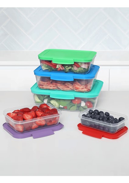 Nest It™ 5’li Saklama Kabı Seti – 330ML, 600ML, 1l, 1.5l, 2.3l – Bpa Free, Renkli fiyatları