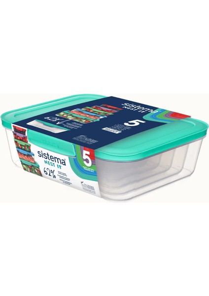 Nest It™ 5’li Saklama Kabı Seti – 330ML, 600ML, 1l, 1.5l, 2.3l – Bpa Free, Renkli fırsatları