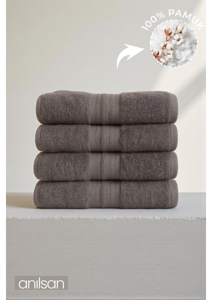 4'lü Eko Antrasit Banyo Havlusu - 70X140 Cm, 345GR, %100PAMUK, Spa ve Otel Havlusu, Günlük Kullanıma Uygun