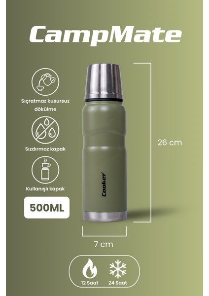 500 ml Çift Kat Sızdırmaz Paslanmaz Çelik Termos – 12 Saat Sıcak, 24 Saat Soğuk Koruma fiyatları
