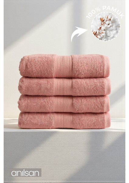 4'lü Eko Pudra Banyo Havlusu - 70X140 Cm, 345GR, %100PAMUK, Spa ve Otel Havlusu, Günlük Kullanıma Uygun