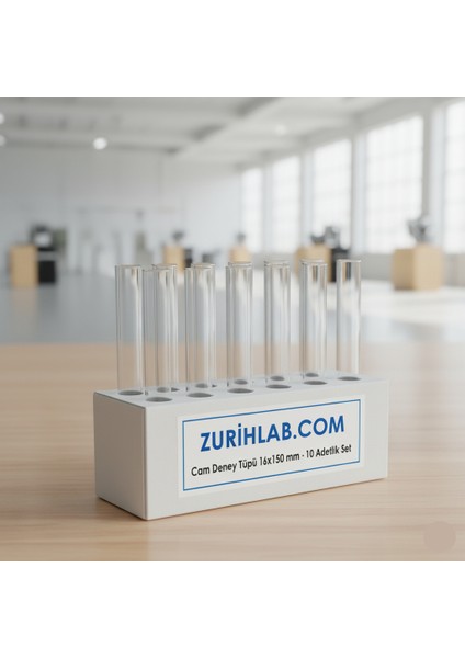 Cam Deney Tüpü 16x150 mm - 10 Adetlik Set - Yüksek Kaliteli Laboratuvar Malzemesi - Zurih Lab & Zürih Ticaret modelleri