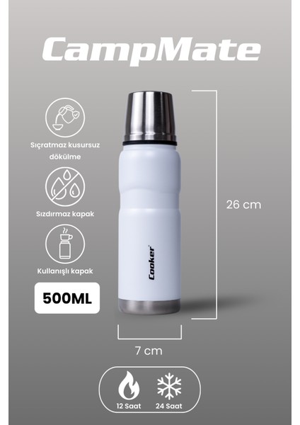 500 ml Çift Kat Sızdırmaz Paslanmaz Çelik Termos – 12 Saat Sıcak, 24 Saat Soğuk Koruma fiyatları