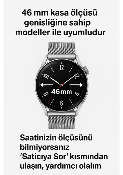 Watch Gt3 / Gt3 Pro / Gt4 / Gt4 Pro / Gt5 / Gt5 Pro 46MM Uyumlu Metal Milanese Hasır Kordon – Paslanmaz Çelik, Manyetik Mıknatıslı Bileklik Kayış fırsatları