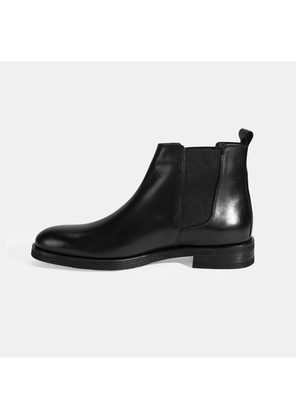 Erkek Siyah Lastik Detaylı Deri Bot modelleri