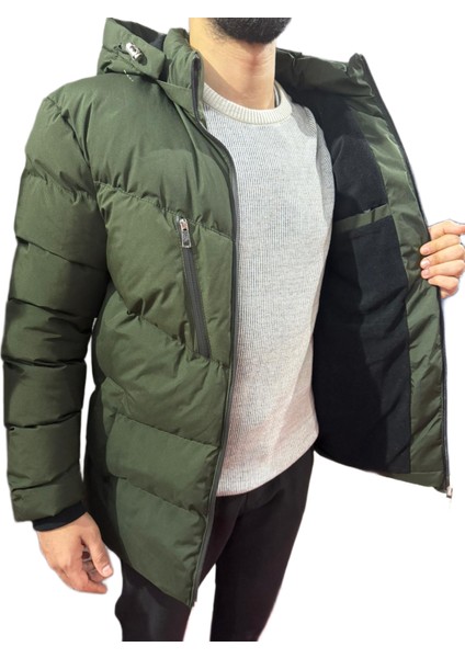 Kışlık Polarlı Fermuarlı Mont Yeşil