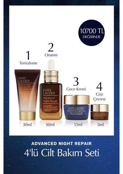 Advanced Night Repair 4'lü Cilt Bakım Seti - Serum 20ML + Temizleme 30ML+ Göz Kremi 5ml + Krem 15ML