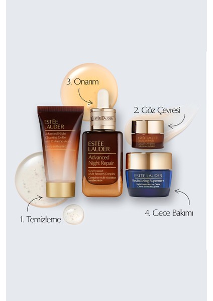 Advanced Night Repair 4'lü Cilt Bakım Seti - Serum 20ML + Temizleme 30ML+ Göz Kremi 5ml + Krem 15ML fiyatları