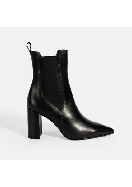 Kadın Siyah Lastikli Topuklu Deri Bot fiyatları