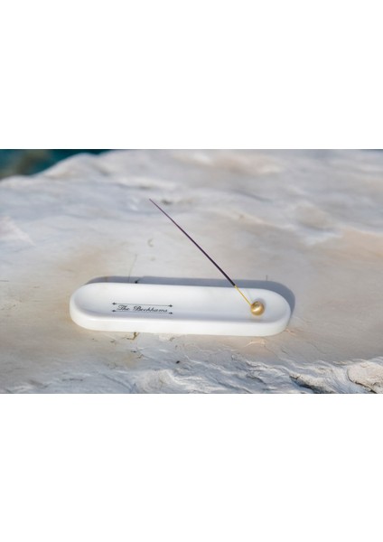 Dyana - Kişiselleştirilebilir 30 cm Lüks Mermer Tütsülük - Isim ve Tarih Yazılabilen Hediyelik Beyaz Mermer Tütsülük