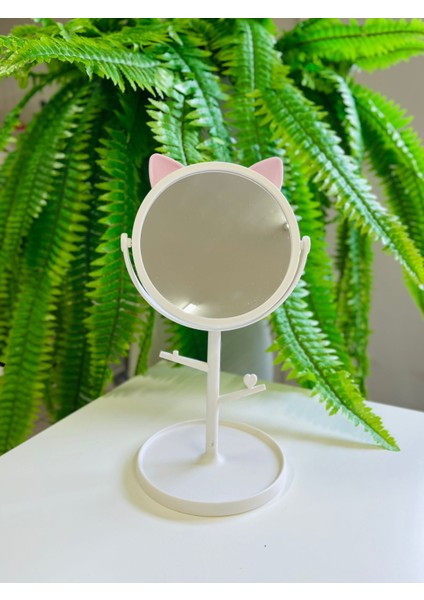 Sevimli Kedi Kulak Makyaj Aynası – Takı Standlı