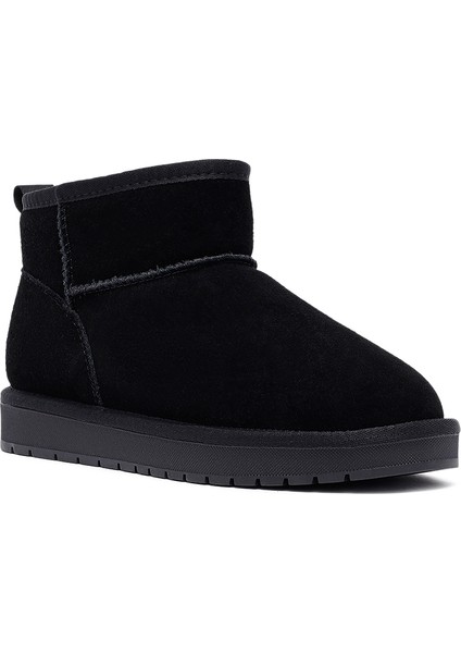 Kadın Siyah Kürklü Süet Deri Teddy Bot 25WFD478210
